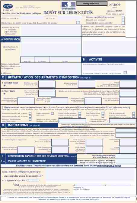 Formulaire de déclaration d'impôt sur les sociétés 2065