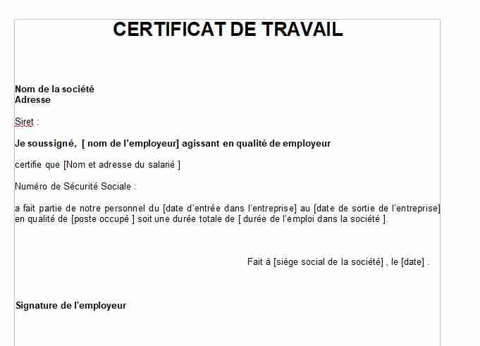 modèle-certificat-travail