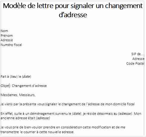 Modèle de lettre pour signaler un changement d’adresse