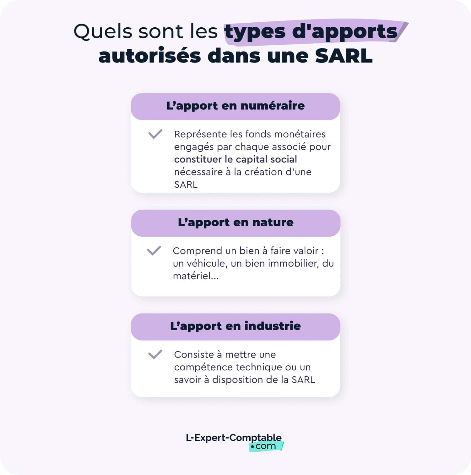 Types d'apports en SARL